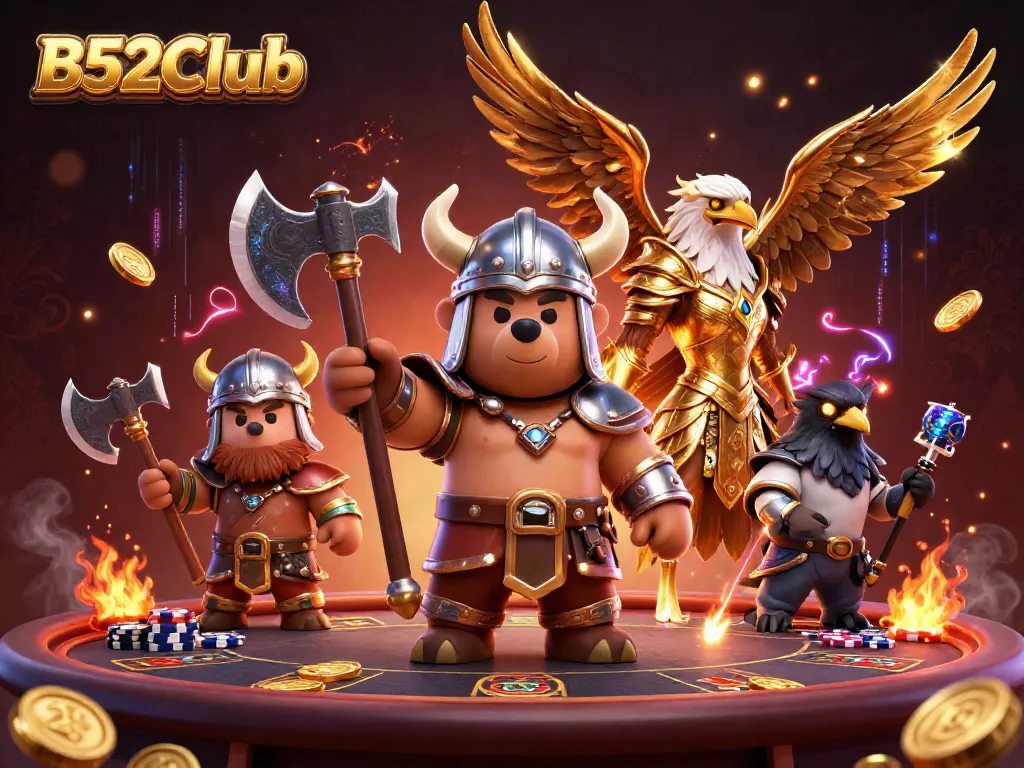 Experience thrilling excitement at the B52Club with this dynamic 3D scene of casino action.