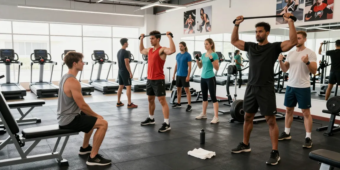 Aktive Bodybuilder im Anabolika Shop Gym, die Gewichte heben und sich gegenseitig unterstützen.
