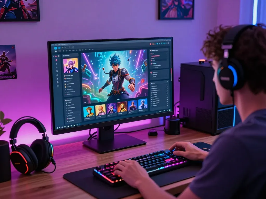 Engaging character AI NSFW interaction scene on vibrant desktop setup.