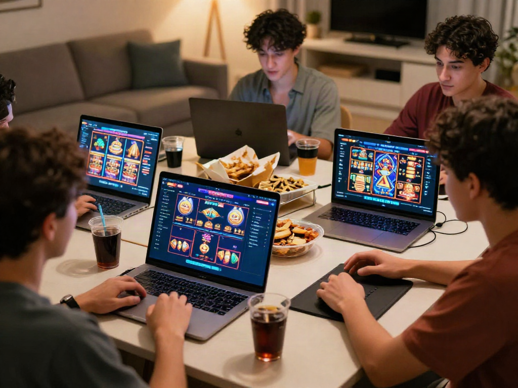 Players enjoying online gaming at https://rikvipt1.co/ in a cozy living room setup.