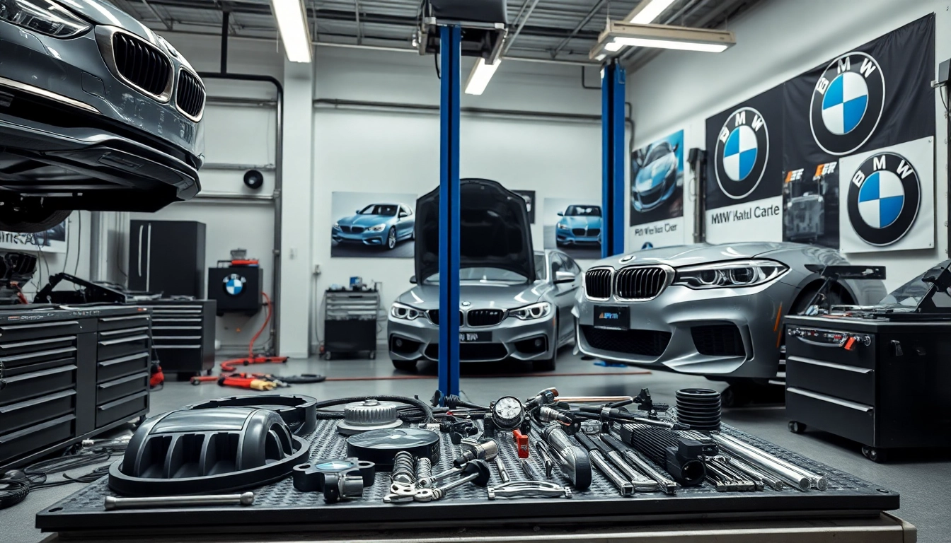 BMW Nachrüstung in einer modernen Werkstatt mit hochentwickelten Diagnosewerkzeugen.