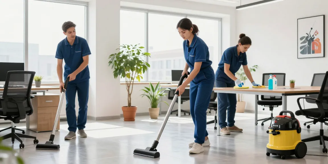 Professional underhaltsreinigung bern in a bright office environment with a cleaning team ensuring spotless cleanliness.