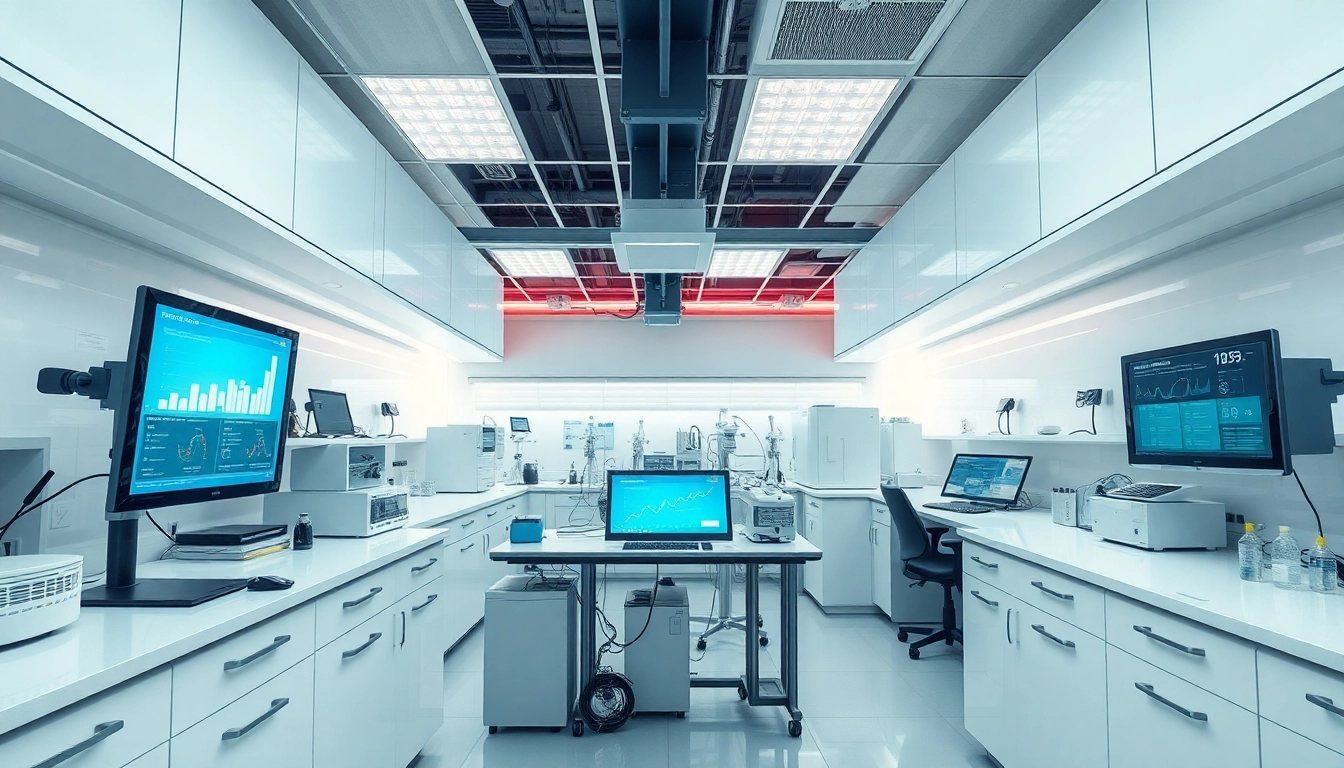 Visualisierung der digitalen Loesungen im Labor mit modernster Technologie und Geraeten.
