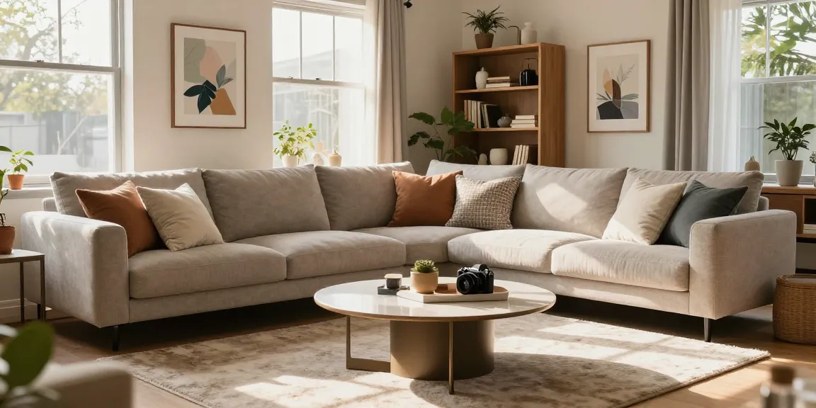Günstige Möbel online in einem stilvollen Wohnzimmer mit modernem Dekor und natürlichem Licht.
