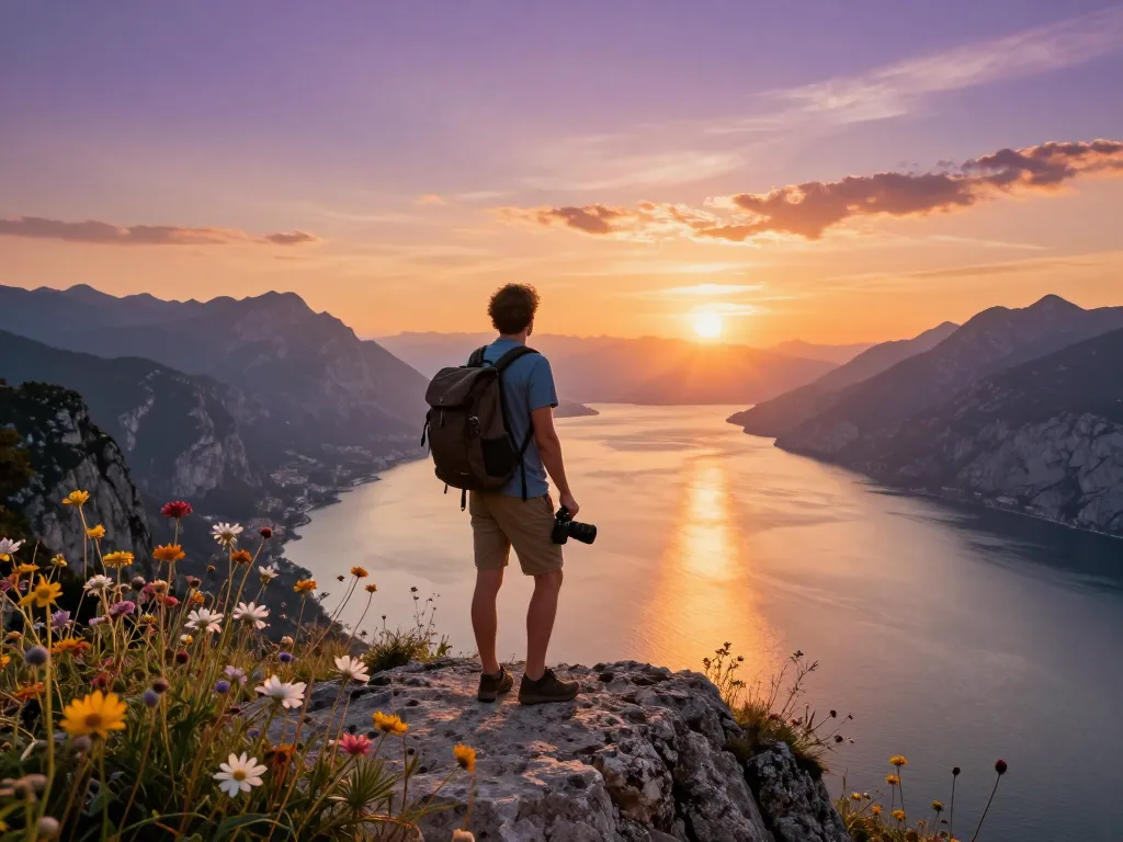 Erleben Sie die Schönheit der Gardasee Reisetipps, während Sie malerische Landschaften bei Sonnenuntergang erkunden.